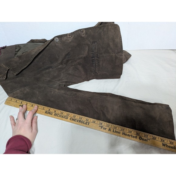 Margaret Godfrey Suede Leather Blazer Jacket Chocolate Brown Button Women Size 8 - Picture 8 of 12